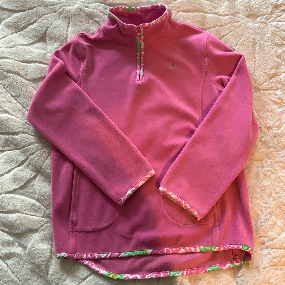 Lilly Pulitzer Girls Pullover 1/4 zip fleece sz 10